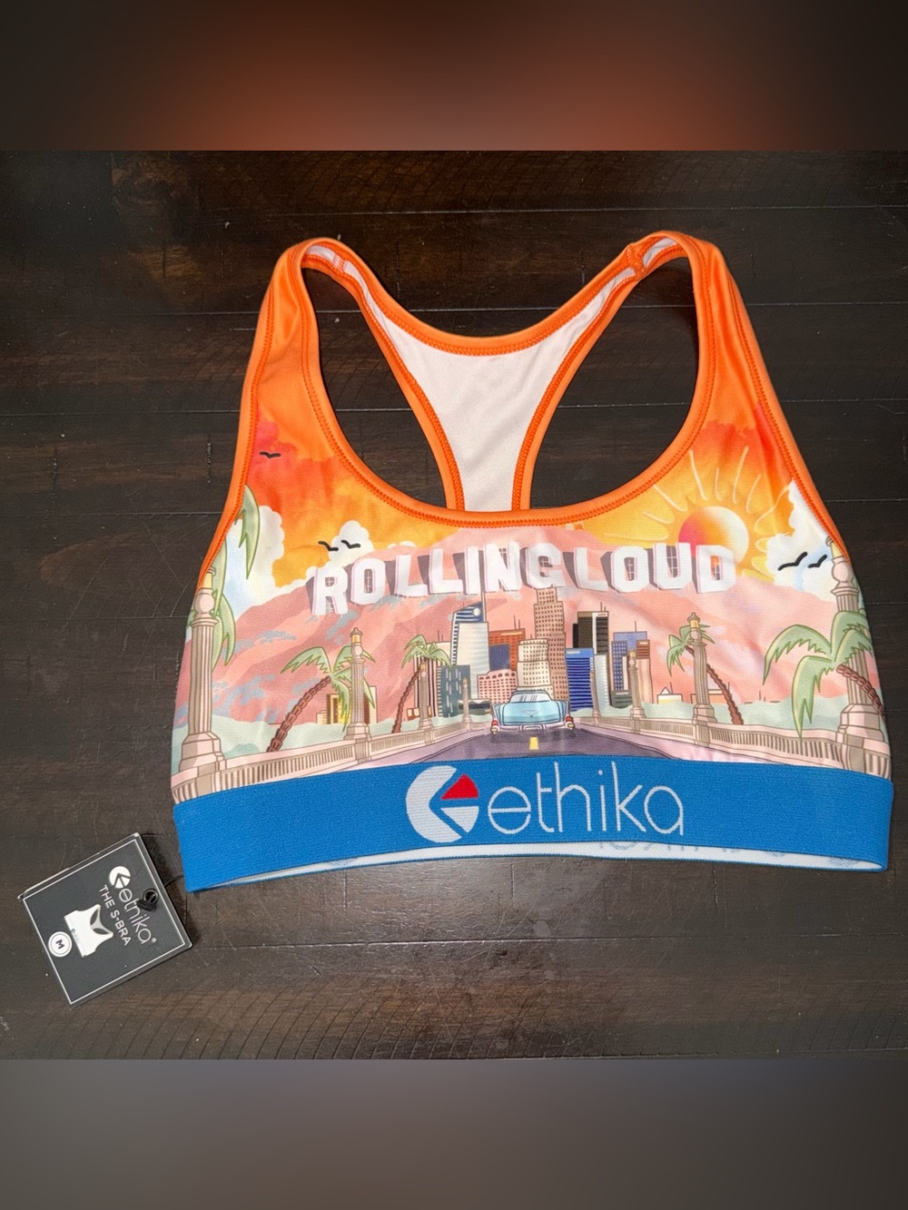 ethika Orange & Blue Rolling Loud Graphic Sports Bra